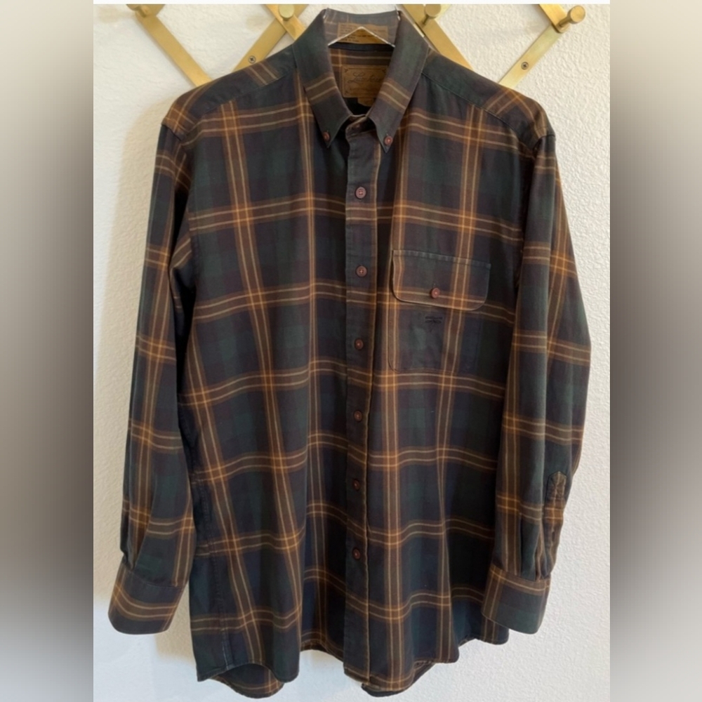 Lucchese Ranch Collection Plaid Button Up Medium Green Brown